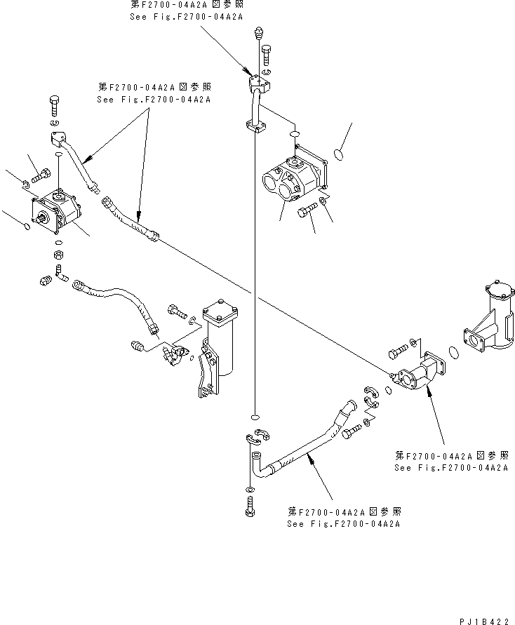 Pipelayers Komatsu / D155C-1P S/N 15686-UP (S6D155-4 Eng. Installed (-50cent. Spec.))(d155c-1c) / STEERING PIPING(150630 : F2660-01A0)