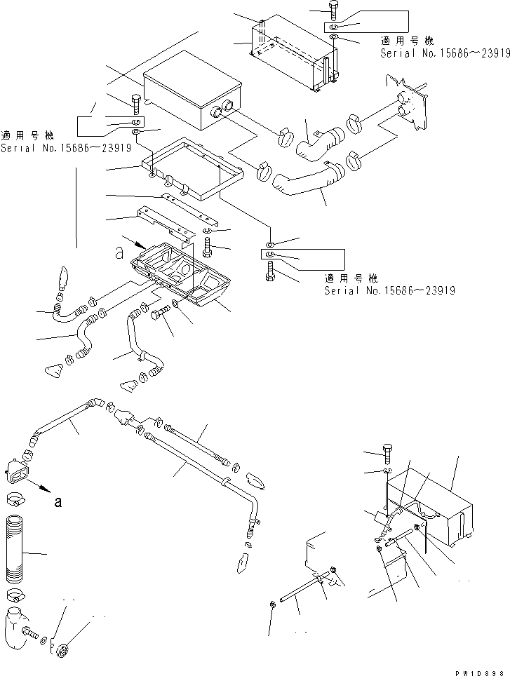Pipelayers Komatsu / D155C-1P S/N 15686-UP (S6D155-4 Eng. Installed (-50cent. Spec.))(d155c-1c) / HOT AIR PIPING AND AIR CONDITIONER RELATED PARTS (FOR 155 ENGINE)(#31578-)(240110 : K0200-08A0)