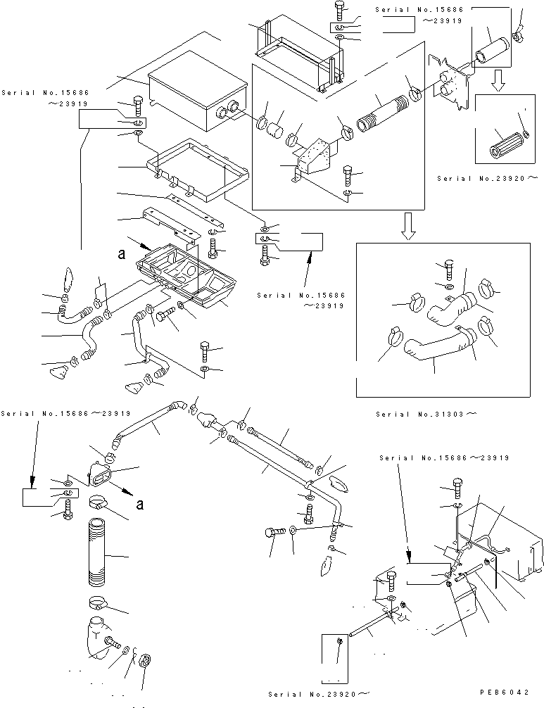 Pipelayers Komatsu / D155C-1P S/N 15686-UP (S6D155-4 Eng. Installed (-50cent. Spec.))(d155c-1c) / HOT AIR PIPING AND AIR CONDITIONER RELATED PARTS(#15686-31573)(240230 : K0710-01A0)