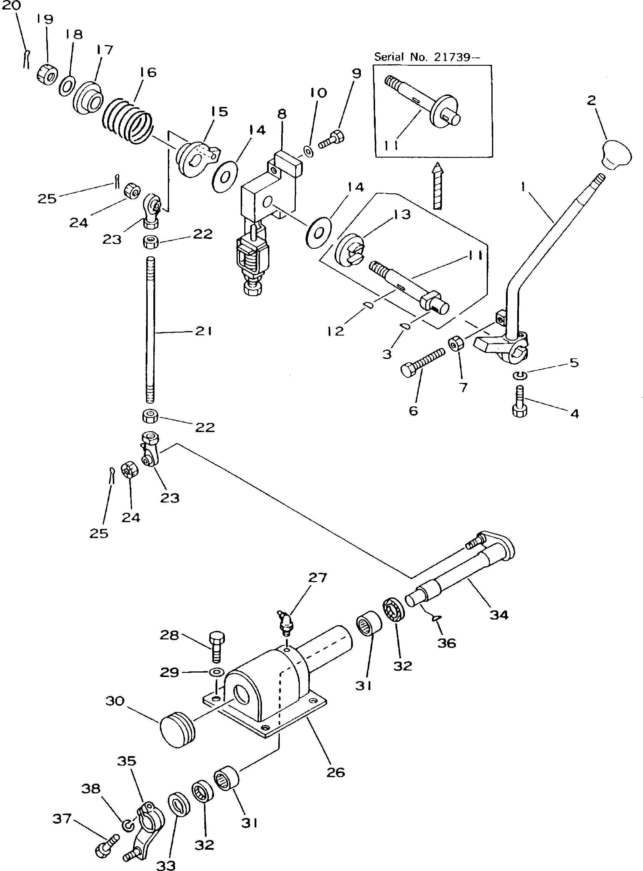 Pipelayers Komatsu / D155C-1P S/N 15686-UP (S6D155-4 Eng. Installed (-50cent. Spec.))(d155c-1c) / FUEL CONTROL LINKAGE(#15686-31573)(240360 : K2110-05A0) Pipelayers Komatsu / D155C-1P S/N 15686-UP (S6D155-4 Eng. Installed (-50cent. Spec.))(d155c-1c) / FUEL CONTROL LINKAGE(#15686-31573)(240360 : K2110-05A0)