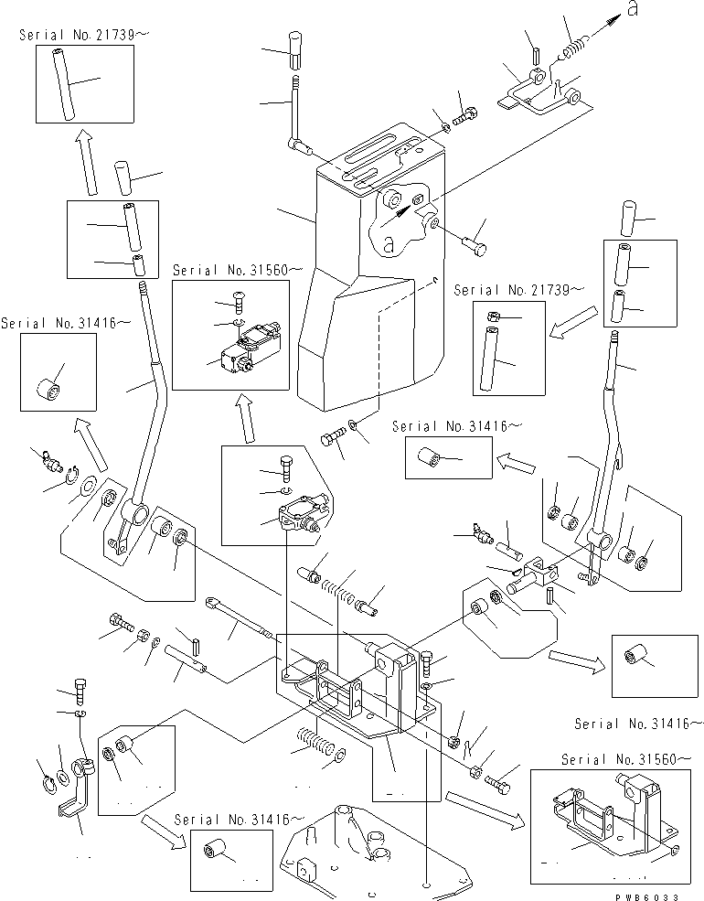 Pipelayers Komatsu / D155C-1P S/N 15686-UP (S6D155-4 Eng. Installed (-50cent. Spec.))(d155c-1c) / HOOK AND HIGH-LOW CONTROL LEVER(#15686-31573)(240450 : K2110-10A0)