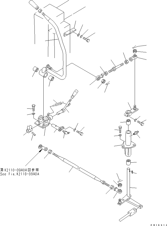 Pipelayers Komatsu / D155C-1P S/N 15686-UP (S6D155-4 Eng. Installed (-50cent. Spec.))(d155c-1c) / BOOM CONTROL LEVER (FOR 155 ENGINE)(#31562-)(240480 : K2110-11A0A)