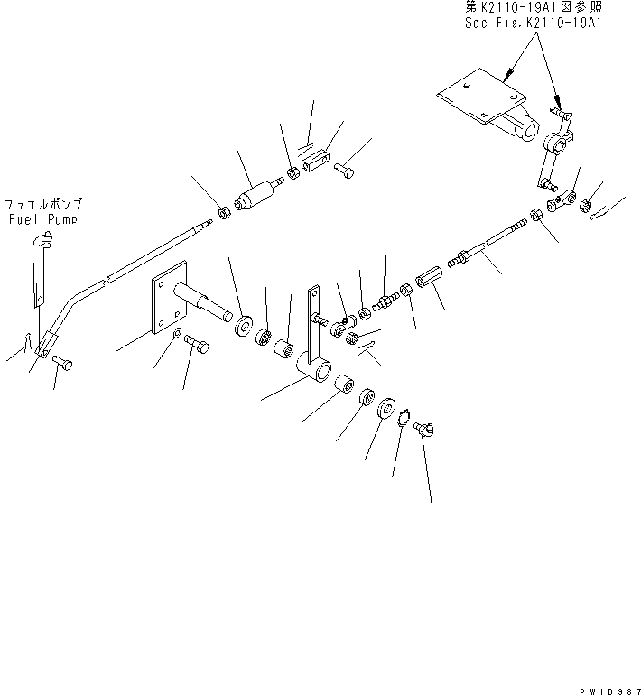 Pipelayers Komatsu / D155C-1P S/N 15686-UP (S6D155-4 Eng. Installed (-50cent. Spec.))(d155c-1c) / FUEL CONTROL LINKAGE (FOR 155 ENGINE)(#31578-)(240790 : K2400-07A0)