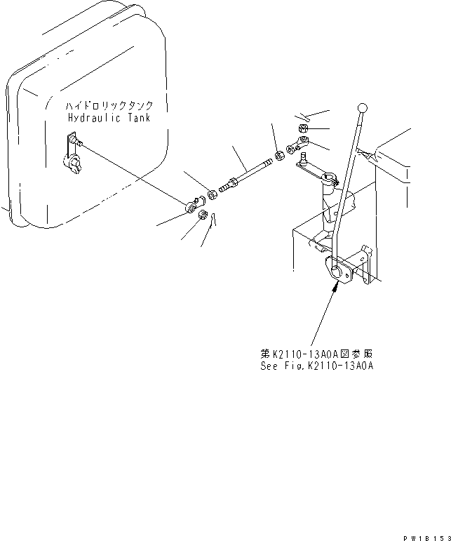 Pipelayers Komatsu / D155C-1P S/N 15686-UP (S6D155-4 Eng. Installed (-50cent. Spec.))(d155c-1c) / COUNTER WEIGHT CONTROL LEVER(#31574-)(270350 : M2210-14A0)