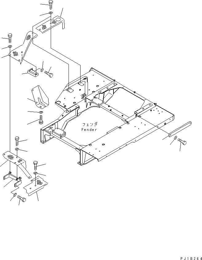 Pipelayers Komatsu / D155C-1P S/N 15686-UP (S6D155-4 Eng. Installed (-50cent. Spec.))(d155c-1c) / FENDER RELATED PARTS (FOR 155 ENGINE)(#31578-)(270370 : M2214-01A0B)