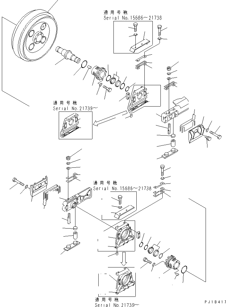 Pipelayers Komatsu / D155C-1P S/N 15686-UP (S6D155-4 Eng. Installed (-50cent. Spec.))(d155c-1c) / FRONT IDLER(300010 : R0100-01A0)