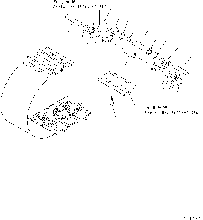 Pipelayers Komatsu / D155C-1P S/N 15686-UP (S6D155-4 Eng. Installed (-50cent. Spec.))(d155c-1c) / TRACK SHOE (710MM) (SINGLE GROUSER) (GREASE TYPE) (90 SET)(#15686-31600)(300050 : R0500-01A0)