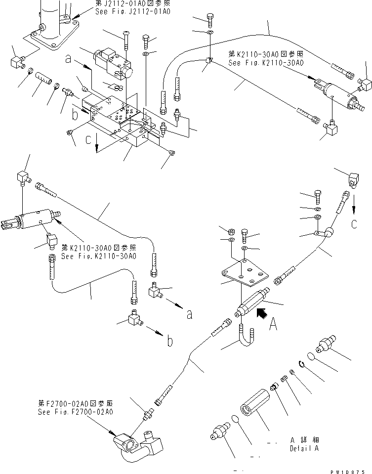Pipelayers Komatsu / D155C-1D S/N 31416-UP (S6D155-4 Eng. Installed (-50cent. Spec.))(d155c-2c) / SAFETY PIPING(#31577-)(150380 : F2700-06A0)