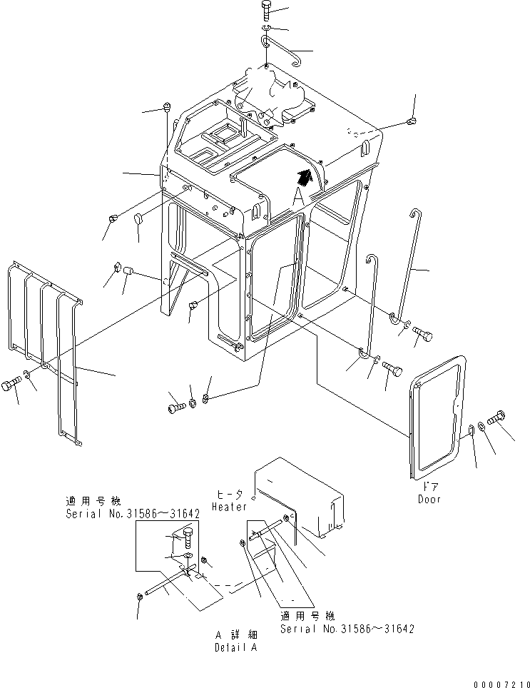 Pipelayers Komatsu / D155C-1 S/N 15686-UP (SA6D140-2 Eng. Installed)(d155c-3c) / CAB (BODY) (FOR 140 ENGINE)(#31586-)(240040 : K0200-01A1)
