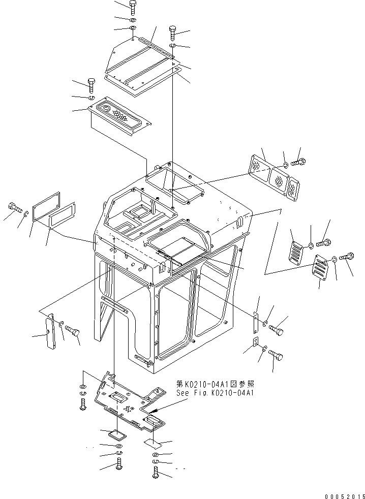 Pipelayers Komatsu / D155C-1 S/N 15686-UP (SA6D140-2 Eng. Installed)(d155c-3c) / CAB (COVER) (FOR 140 ENGINE) (WITHOUT VENTILATOR)(#31654-)(240070 : K0200-02A4)