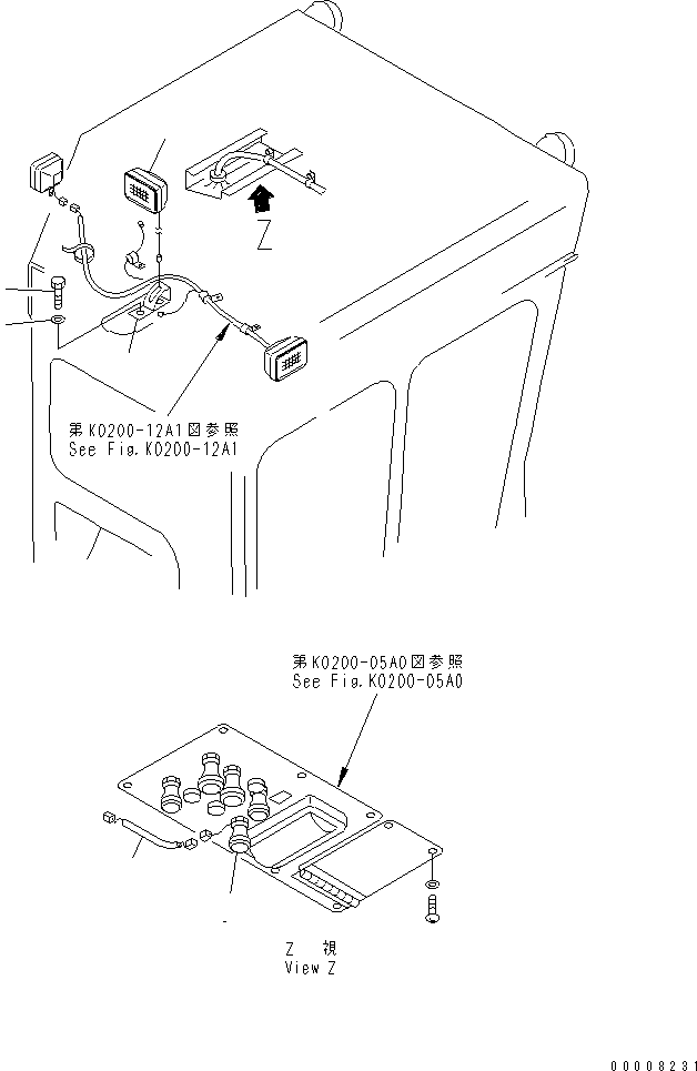 Pipelayers Komatsu / D155C-1 S/N 15686-UP (SA6D140-2 Eng. Installed)(d155c-3c) / FOG LAMP (FOR 140 ENGINE RUSSIAN)(#31586-)(240220 : K0200-13A1)