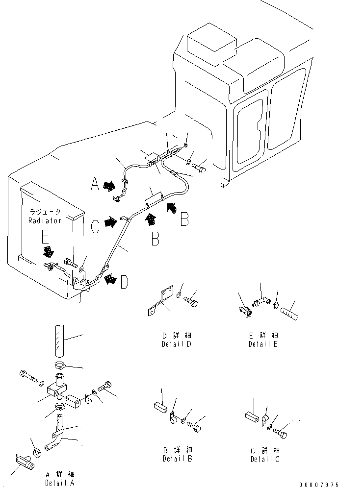 Pipelayers Komatsu / D155C-1 S/N 15686-UP (SA6D140-2 Eng. Installed)(d155c-3c) / HEATER PIPING (FOR 140 ENGINE)(#31586-)(240340 : K0710-03A1)
