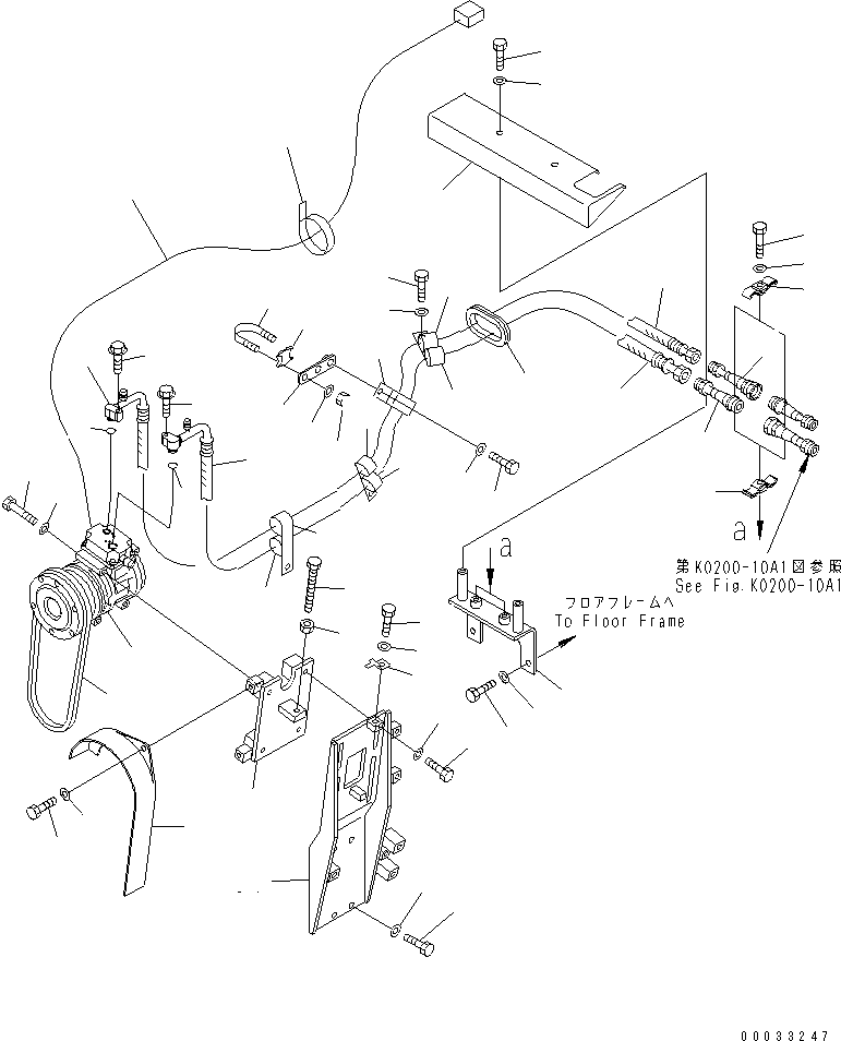 Pipelayers Komatsu / D155C-1 S/N 15686-UP (SA6D140-2 Eng. Installed)(d155c-3c) / HEATER PIPING (FOR AIR CONDITIONER) (FOR SAND DUSTY SPEC.)(#31643-)(240360 : K0710-04A3)