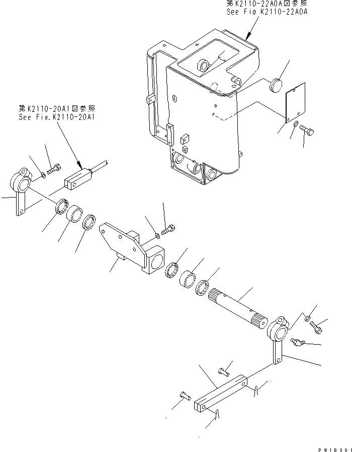 Pipelayers Komatsu / D155C-1 S/N 15686-UP (SA6D140-2 Eng. Installed)(d155c-3c) / STEERING CONTROL LEVER LINKAGE (FOR 140 ENGINE)(#31586-)(240730 : K2110-23A1)