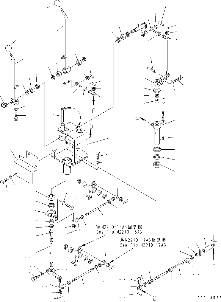 Pipelayers Komatsu / D155C-1 S/N 15686-UP (SA6D140-2 Eng. Installed)(d155c-3c) / CONTROL LEVER (FOR TOWING WINCH)(#31586-)(240780 : K2110-27A3)