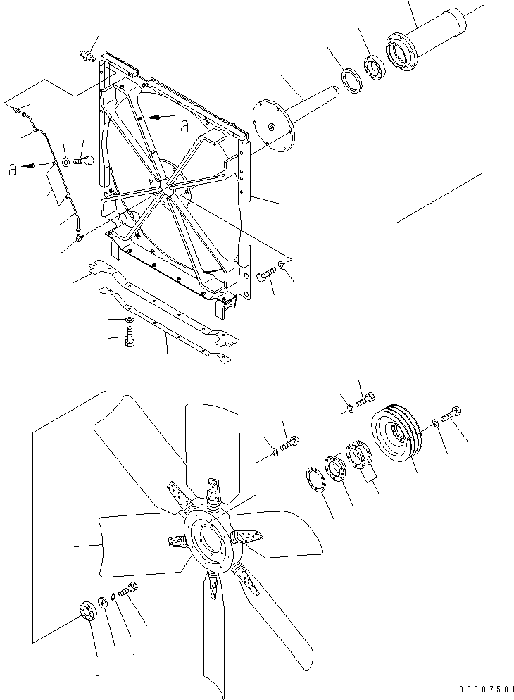 Pipelayers Komatsu / D155C-1 S/N 15686-UP (SA6D140-2 Eng. Installed)(d155c-3c) / RADIATOR FAN DRIVE (FOR 140 ENGINE)(#31586-31591)(270080 : M2110-04A1)