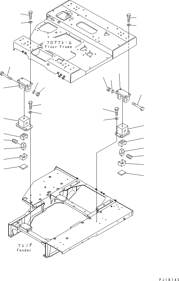 Pipelayers Komatsu / D155C-1 S/N 15686-UP (SA6D140-2 Eng. Installed)(d155c-3c) / CAB MOUNTING(270300 : M2210-02A0)