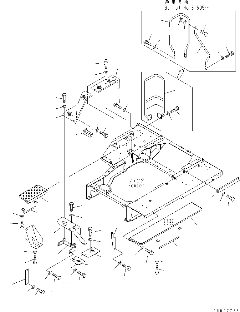 Pipelayers Komatsu / D155C-1 S/N 15686-UP (SA6D140-2 Eng. Installed)(d155c-3c) / FENDER PLATE (FOR 140 ENGINE)(#31593-)(270500 : M2214-01A1)