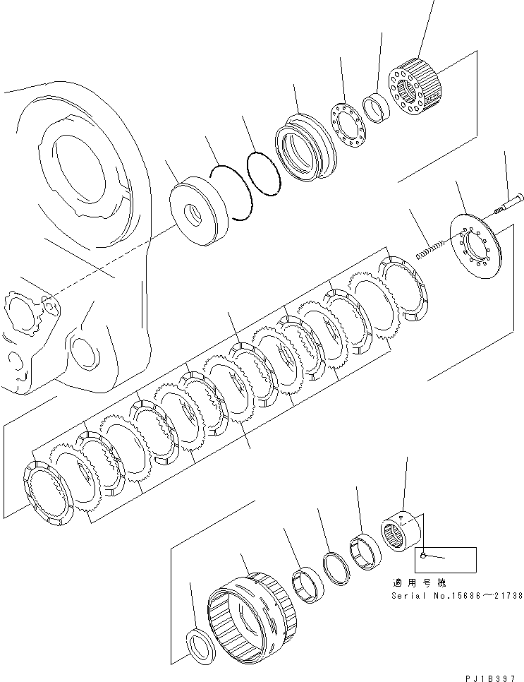 Pipelayers Komatsu / D155C-1 S/N 15686-UP (SA6D140-2 Eng. Installed)(d155c-3c) / WINCH CLUTCH (2/3)(330320 : T2240-11A0)