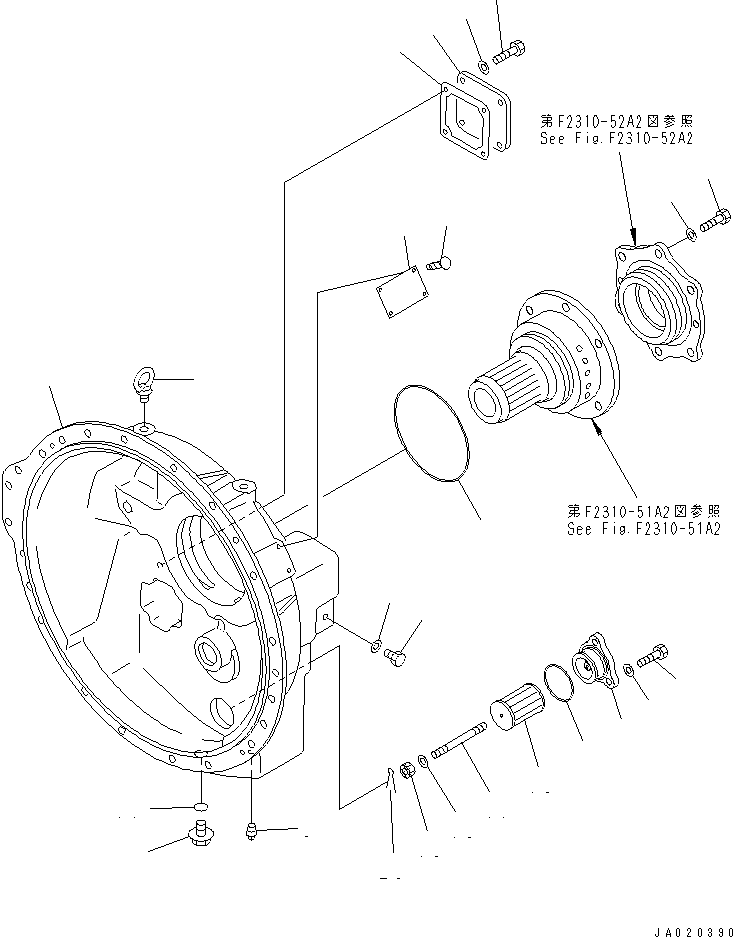 Pipelayers Komatsu / D155C-1 S/N 15686-UP (SA6D140-2 Eng. Installed (-50cent. Spec.))(d155c-4c) / TORQUE CONVERTER HOUSING (-50 SPEC)(#31593-)(150070 : F2310-54A2)