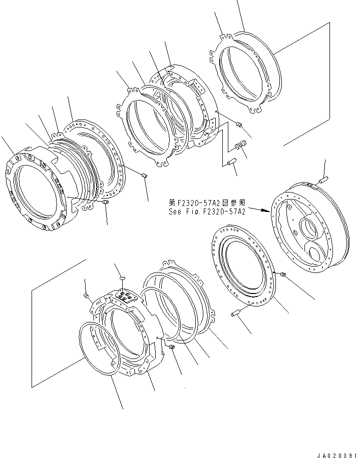 Pipelayers Komatsu / D155C-1 S/N 15686-UP (SA6D140-2 Eng. Installed (-50cent. Spec.))(d155c-4c) / TRANSMISSION BARE (-50 SPEC) (1/2)(#31593-)(150120 : F2320-51A2)