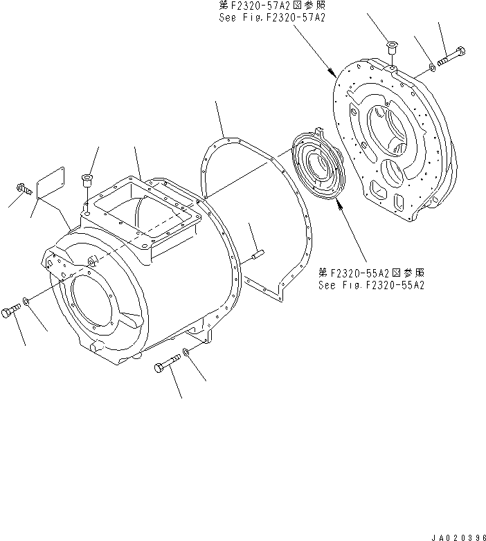 Pipelayers Komatsu / D155C-1 S/N 15686-UP (SA6D140-2 Eng. Installed (-50cent. Spec.))(d155c-4c) / TRANSMISSION CASE (-50 SPEC)(#31593-)(150170 : F2320-56A2)