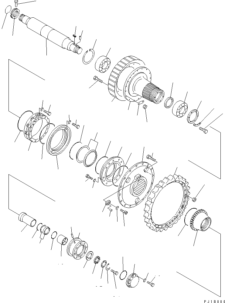Pipelayers Komatsu / D155C-1 S/N 15686-UP (SA6D140-2 Eng. Installed (-50cent. Spec.))(d155c-4c) / FINAL DRIVE GEAR AND SHAFT (FOR 140 ENGINE)(#31593-)(150300 : F2380-02A1)