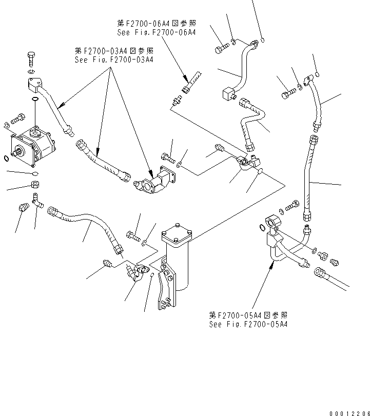 Pipelayers Komatsu / D155C-1 S/N 15686-UP (SA6D140-2 Eng. Installed (-50cent. Spec.))(d155c-4c) / TORQFLOW TRANSMISSION PIPING (FOR 140 ENGINE)(#31593-)(150360 : F2700-02A4)