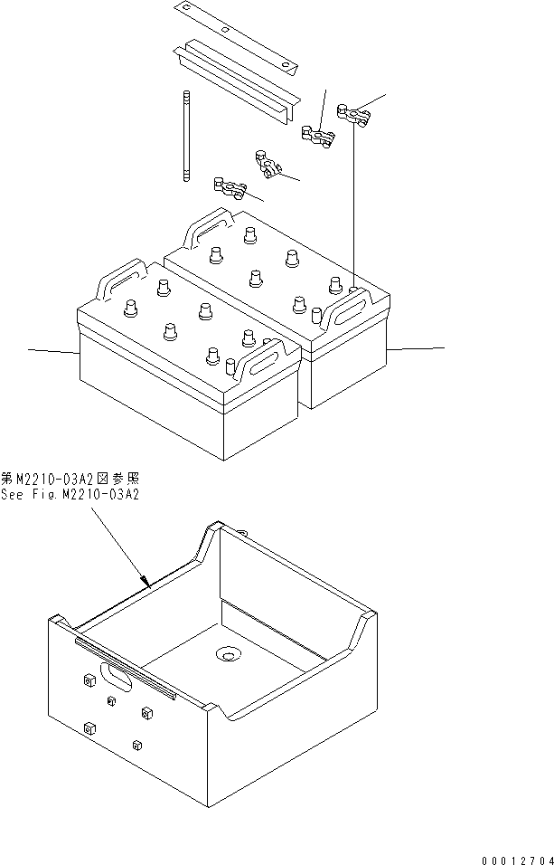 Pipelayers Komatsu / D155C-1 S/N 15686-UP (SA6D140-2 Eng. Installed (-50cent. Spec.))(d155c-4c) / BATTERY (C200 ?WET) (FOR 140 ENGINE)(#31593-)(270220 : M2210-06A2)