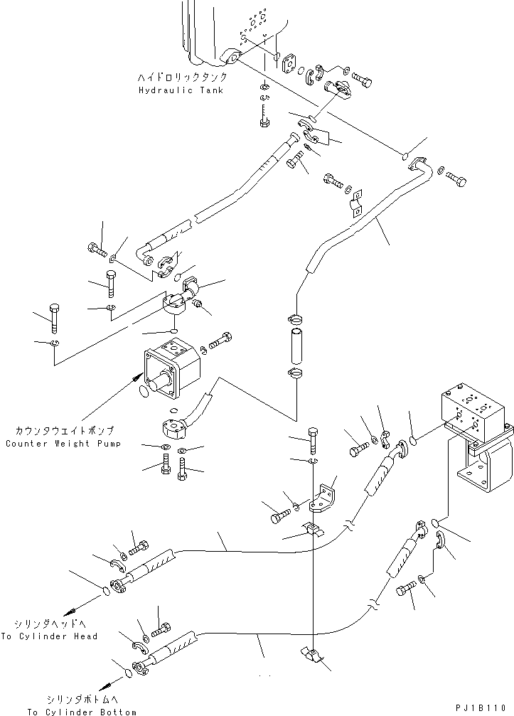 Pipelayers Komatsu / D155C-1 S/N 15686-UP (SA6D140-2 Eng. Installed (-50cent. Spec.))(d155c-4c) / COUNTER WEIGHT PIPING (1/2) (FOR 140 ENGINE)(#31593-)(330020 : T2211-01A1)