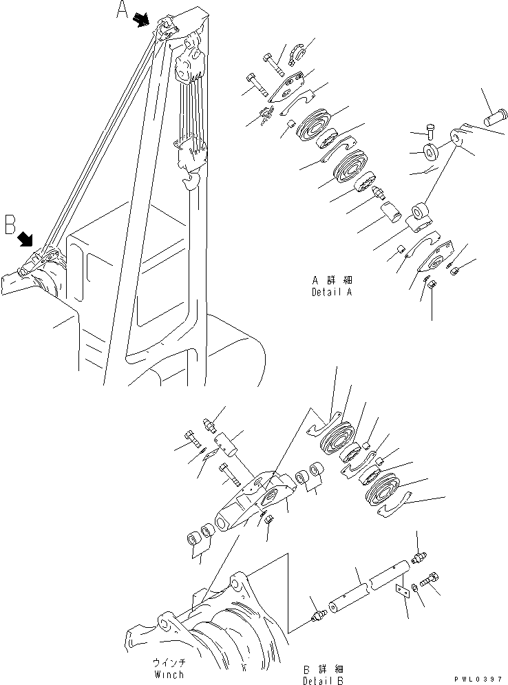 Pipelayers Komatsu / D155C-1 S/N 15686-UP (SA6D140-2 Eng. Installed (-50cent. Spec.))(d155c-4c) / SHEAVE BLOCK (FOR 140 ENGINE)(#31593-)(330090 : T2222-01A1)