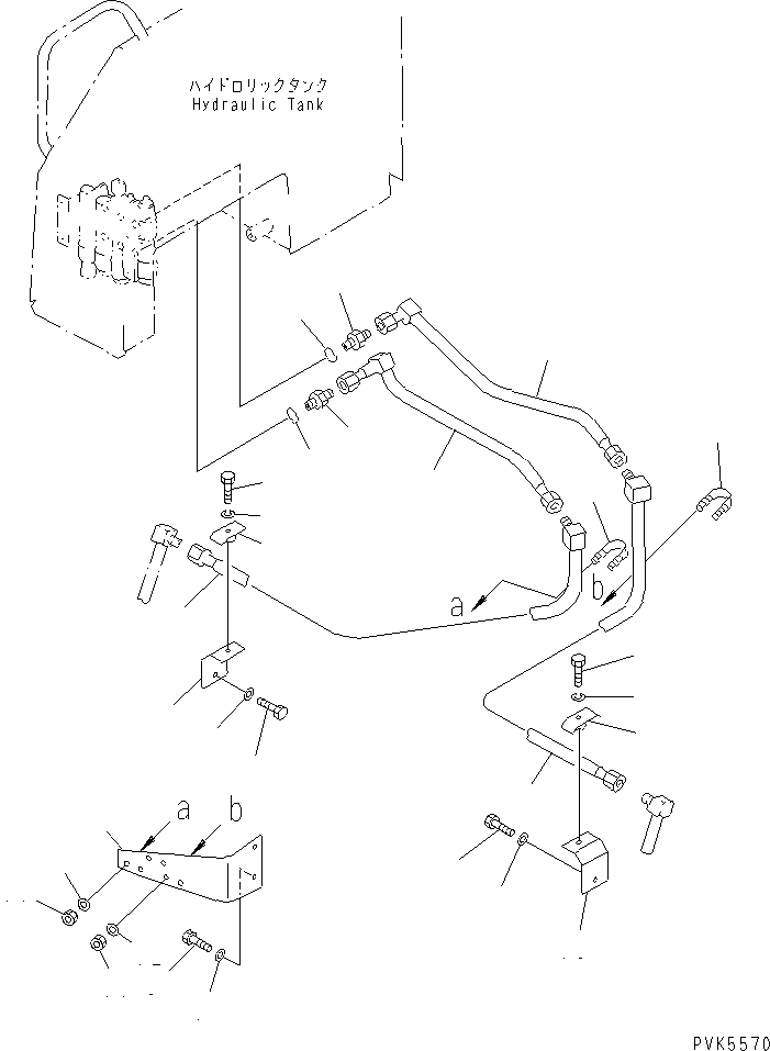 Bulldozers Komatsu / D20A-7-M S/N 78604-UP(d20a-7-r) / HYDRAULIC PIPING (TILT CYLINDER LINE) (CHASSIS SIDE) (FOR LIFT TILT LEVER + ANGLE LEVER)(#78604-80198)(180310 : H2220-01A3)
