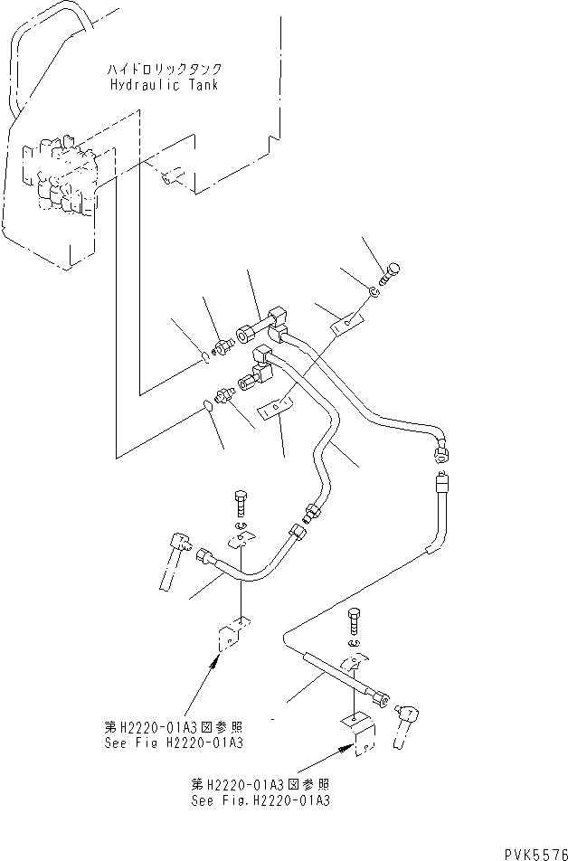 Bulldozers Komatsu / D20A-7-M S/N 78604-UP(d20a-7-r) / HYDRAULIC PIPING (ANGLE CYLINDER LINE) (CHASSIS SIDE)(#80199-)(180350 : H2230-01A2)