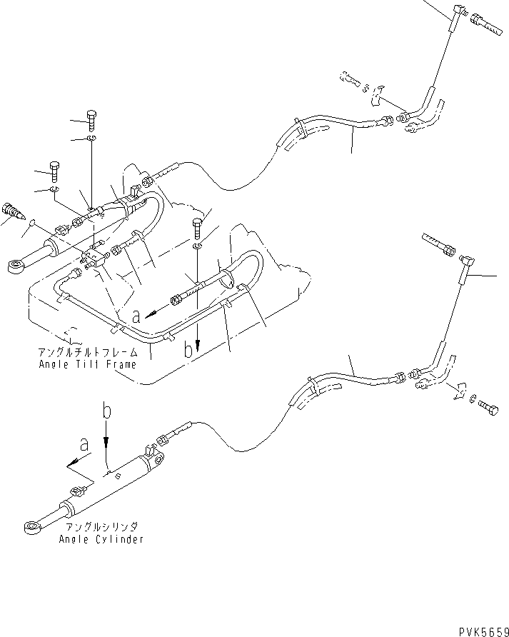 Bulldozers Komatsu / D20A-7-M S/N 78604-UP(d20a-7-r) / DOZER OIL LINE (ANGLE CYLINDER LINE) (FOR PAT) (FOR LIFT TILT LEVER + ANGLE LEVER)(330160 : T2160-01A0)