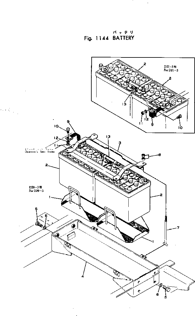 Bulldozers Komatsu / D20P-3 S/N 20007-UP(d20p-3r) / BATTERY(030080 : 1144)