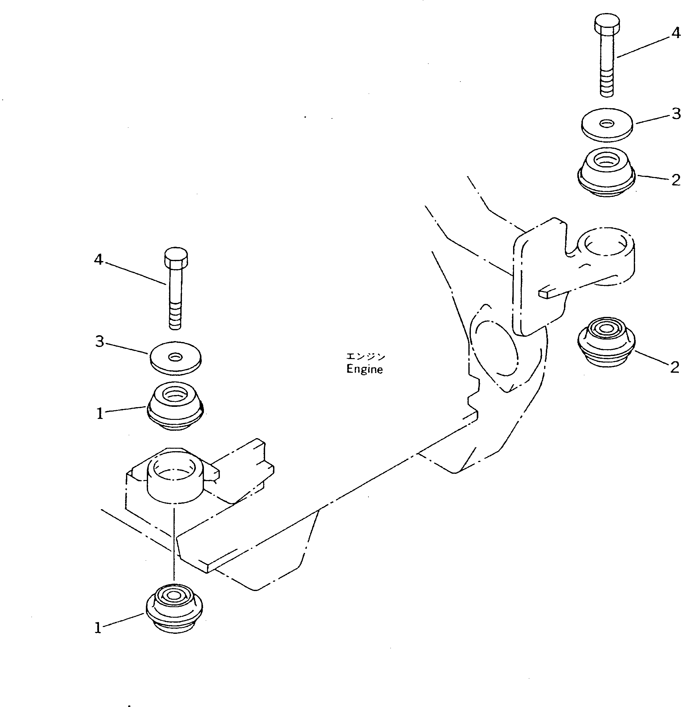 Bulldozers Komatsu / D20PG-7A S/N 75001-78603(d20pg-7c) / ENGINE MOUNTING PARTS(030010 : 1001)