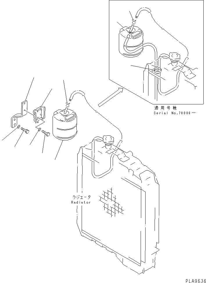 Bulldozers Komatsu / D20PG-7A S/N 75001-78603(d20pg-7c) / RADIATOR RESERVOIR TANK(030040 : 1211)