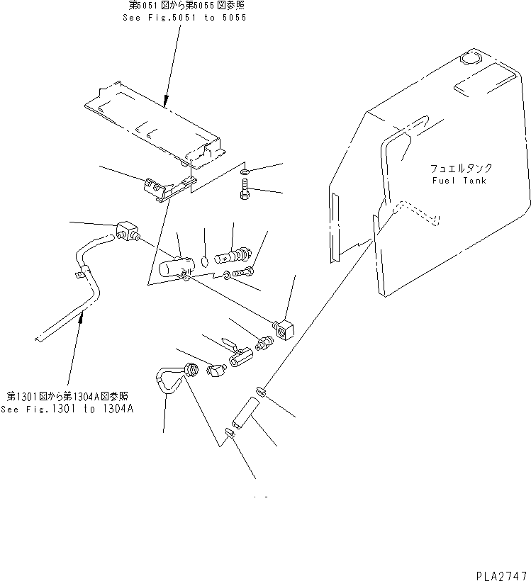 Bulldozers Komatsu / D20PG-7A S/N 75001-78603(d20pg-7c) / FUEL TANK ADDITIONAL STRAINER AND PIPING(030080 : 1311)