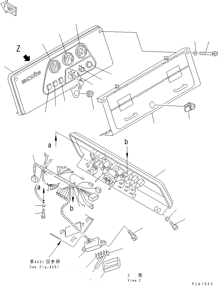 Bulldozers Komatsu / D20PG-7A S/N 75001-78603(d20pg-7c) / INSTRUMENT PANEL (FOR MONO LEVER STEERING) (WITH VANDALISM       PROTECTION)(030120 : 1412)