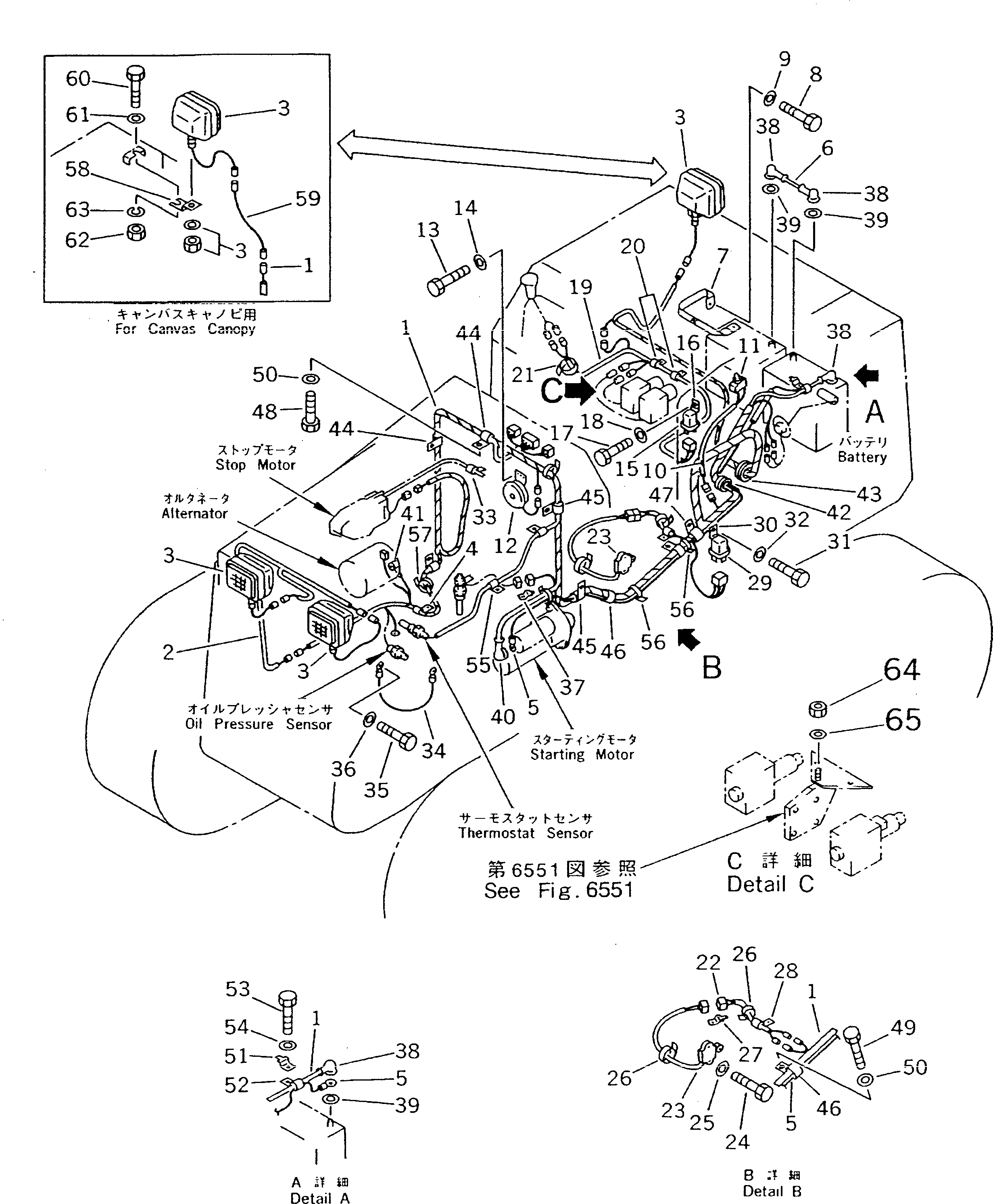 Bulldozers Komatsu / D20PG-7A S/N 75001-78603(d20pg-7c) / ELECTRICAL SYSTEM (WITH KEY STOP MOTOR)(030140 : 1431)