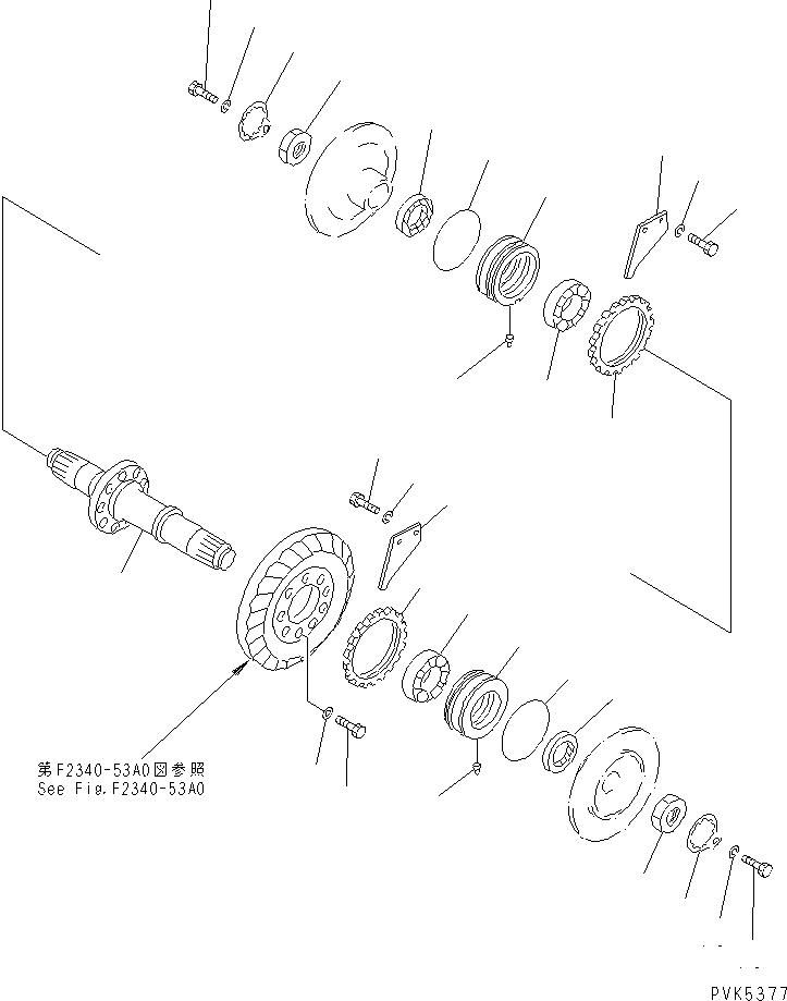 Komatsu parts book diagram for D20PLL-8 S/N 63001-UP: BEVEL GEAR AND SHAFT