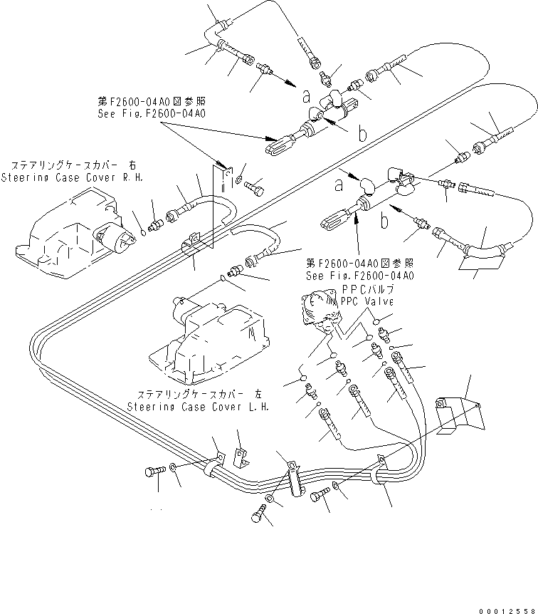 Komatsu parts book diagram for D20PLL-8 S/N 63001-UP: STEERING CYLINDER LINE (FOR MONO LEVER STEERING)