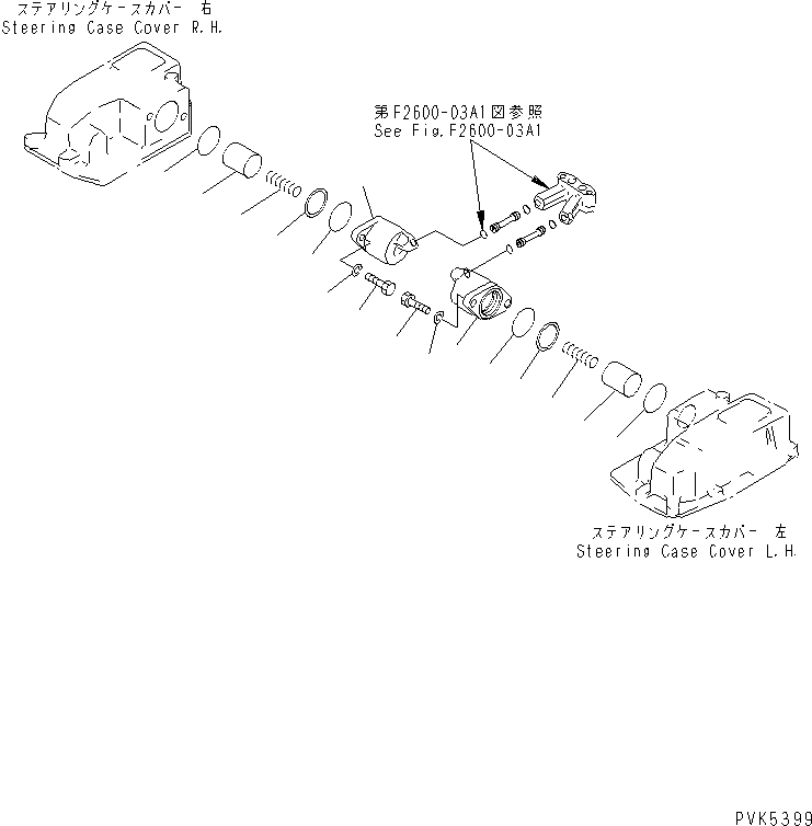 Komatsu parts book diagram for D20PLL-8 S/N 63001-UP: STEERING CYLINDER  (FOR 2 LEVERS STEERING)