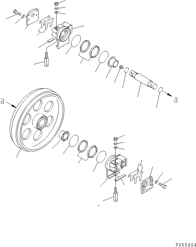 Komatsu parts book diagram for D20PLL-8 S/N 63001-UP: FRONT IDLER