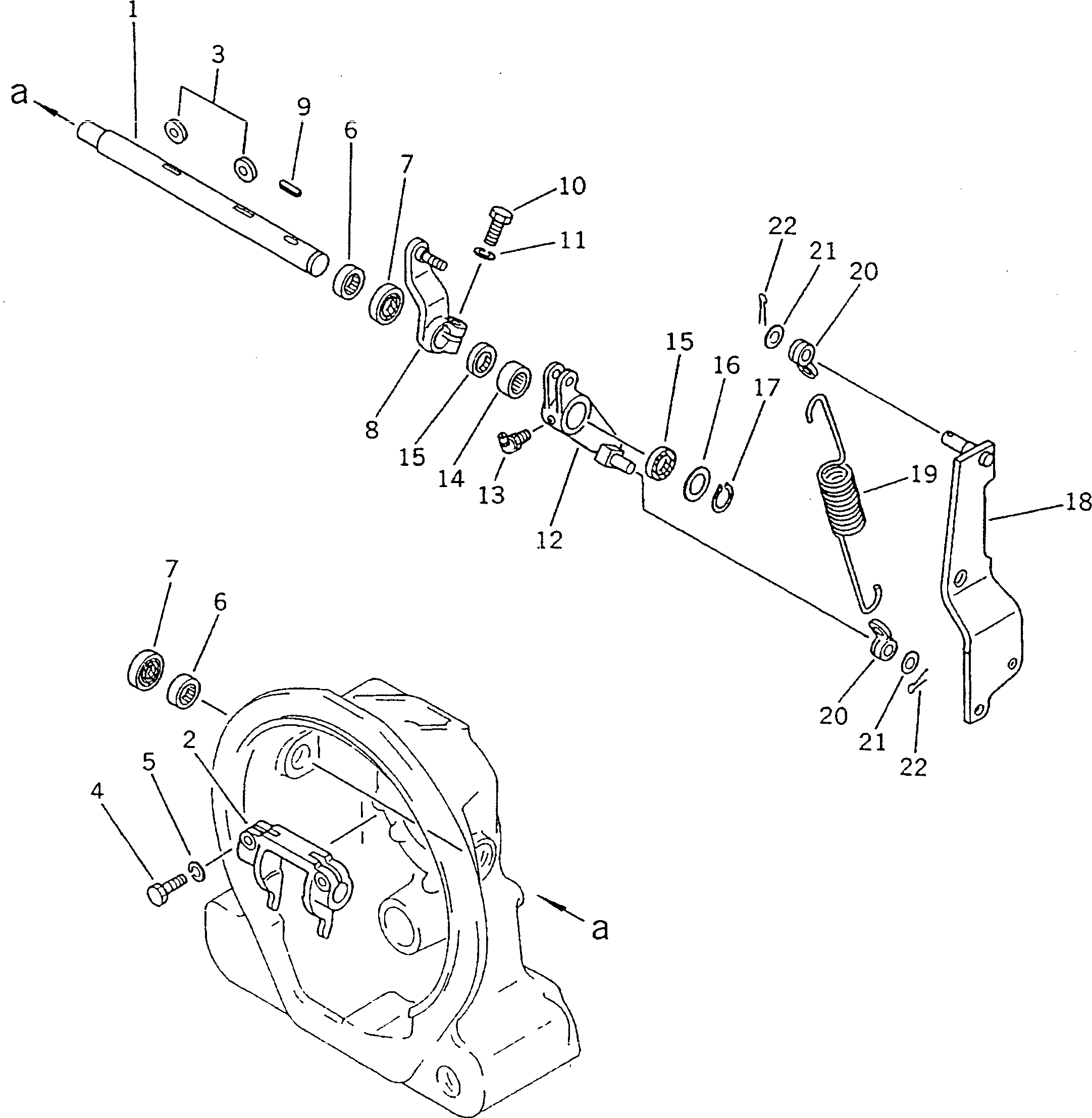 Komatsu parts book diagram for D20QG-6 S/N 60001-UP: MAIN CLUTCH YOKE