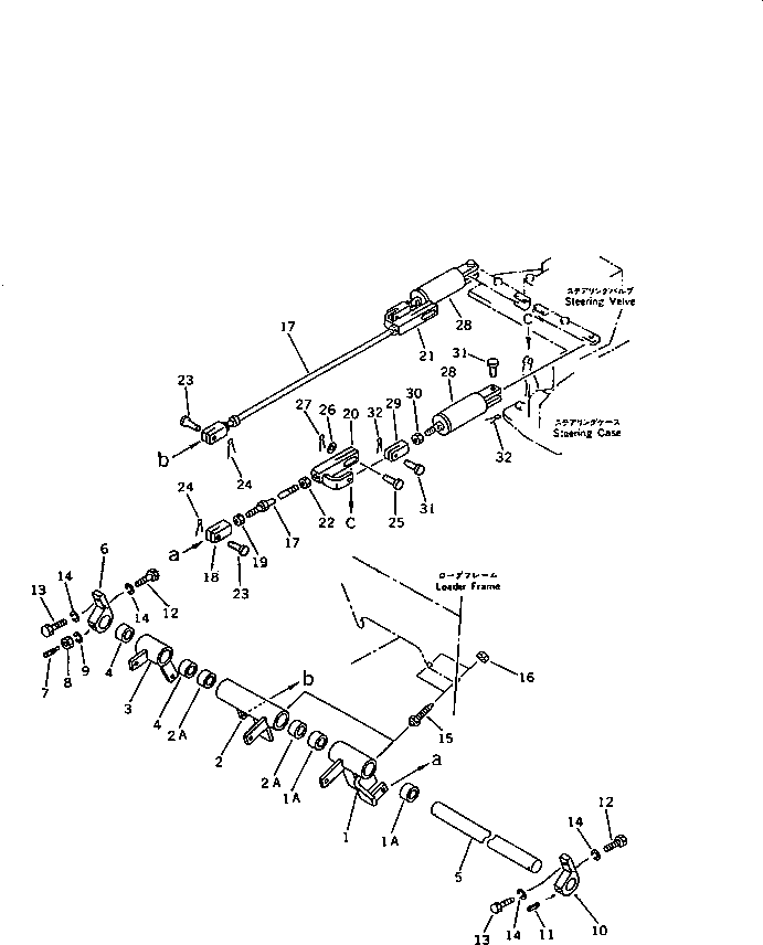 Komatsu parts book diagram for D20QG-6 S/N 60001-UP: STEERING CONTROL LINKAGE (FOR LEVER STEERING)