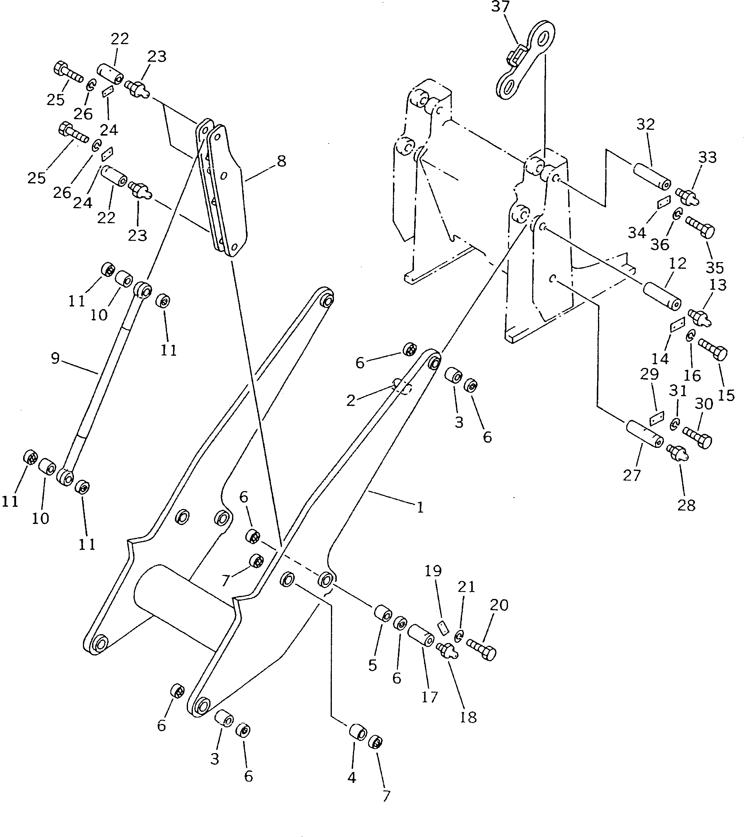 Komatsu parts book diagram for D20QG-6 S/N 60001-UP: LIFT ARM