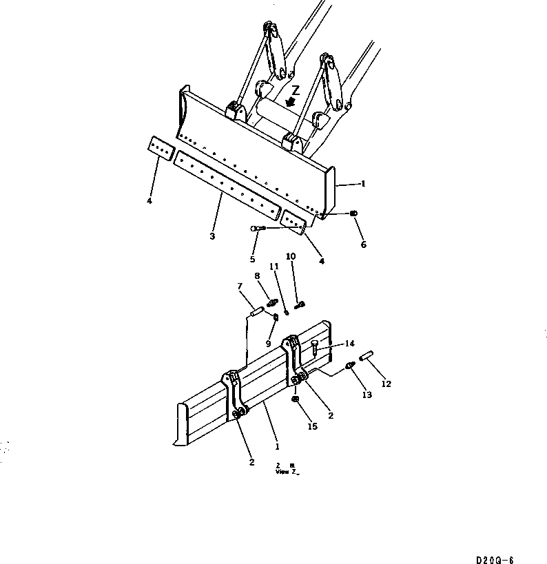Komatsu parts book diagram for D20QG-6 S/N 60001-UP: STRAIGHT DOZER
