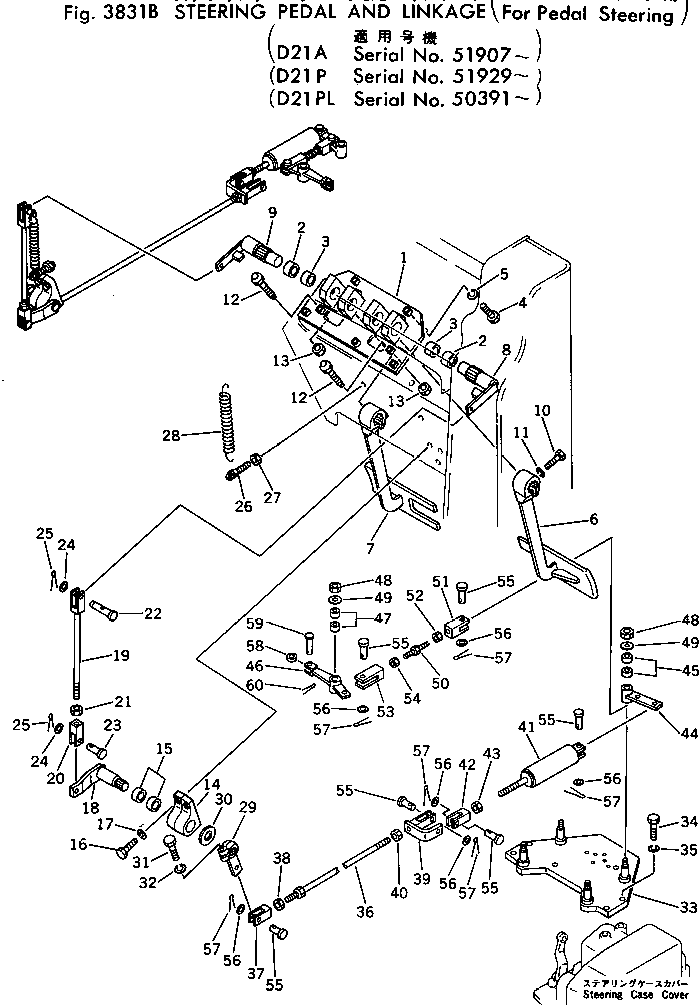 Bulldozers Komatsu / D21A-5 S/N 45001-UP(d21a-5c) / STEERING PEDAL AND LINKAGE (FOR PEDAL STEERING)(#50001-)(240070 : 3831B)