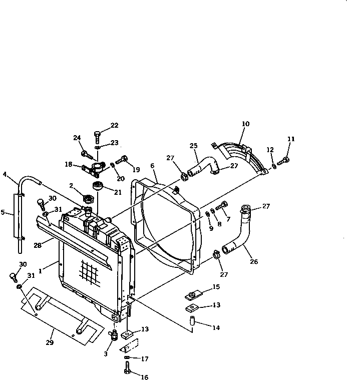 Bulldozers Komatsu / D21A-6 S/N 60001-UP(d21a-6c) / RADIATOR AND PIPING (FOR LARGE CAPACITY RADIATOR)(030030 : 1202)